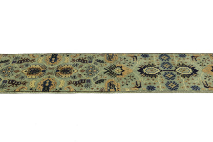 Geometric Tribal Oriental Runner Rug Light Gray