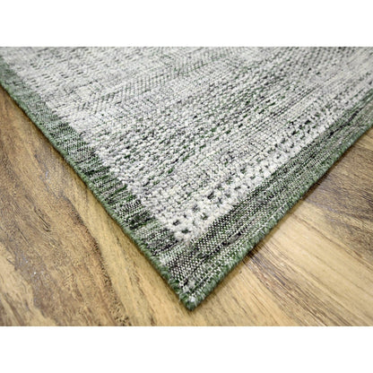9'9"X13'10" White With Green Oxidized Grass Design Hand Knotted Wool Rug