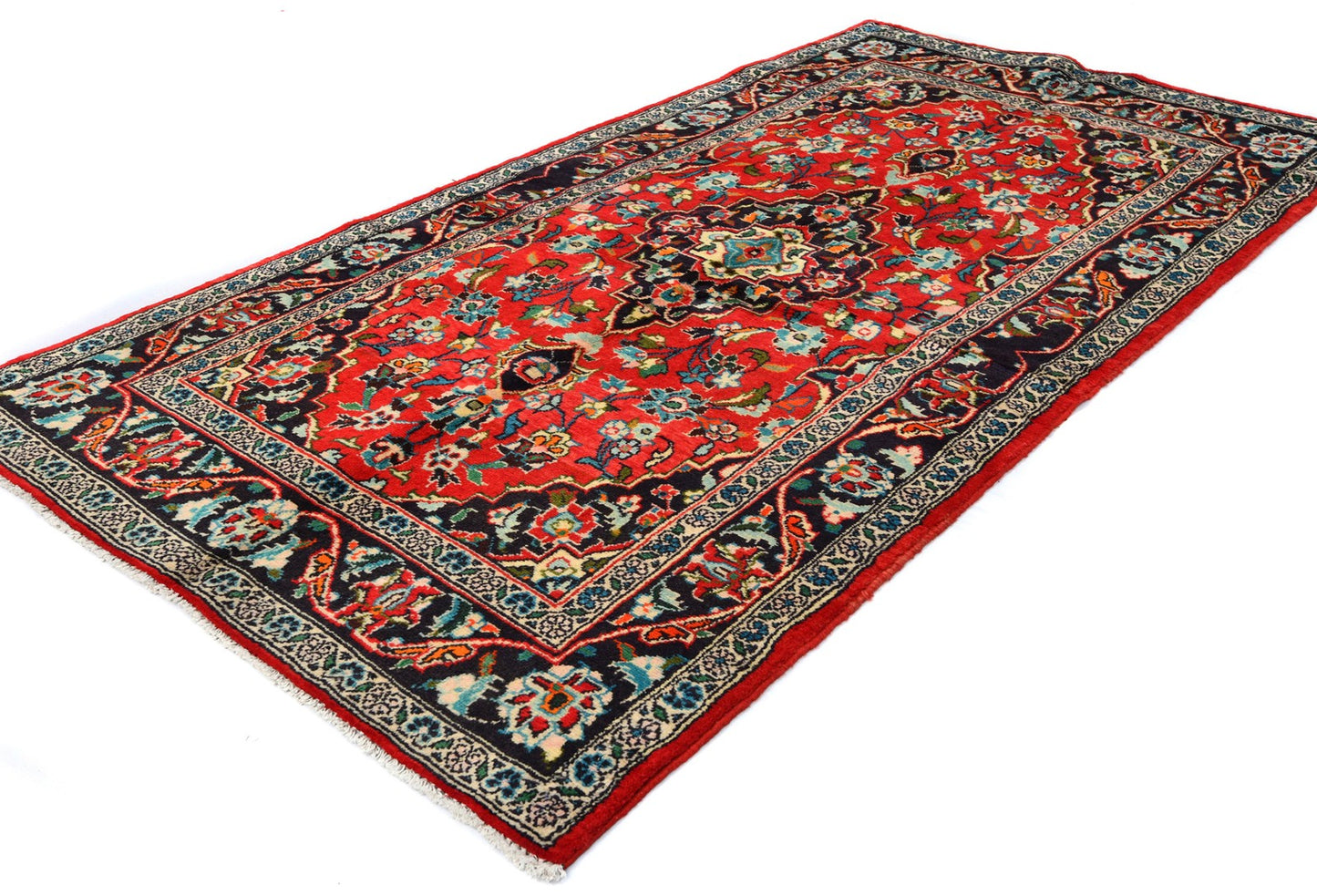 3'7X7'0 Red Traditional Classic Floral Handmade Oriental Rug Entryway Carpet
