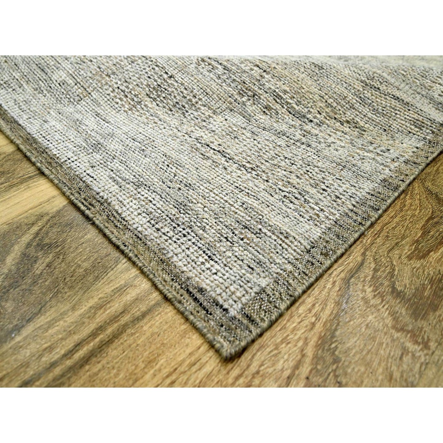 6'1"X9' Brown Pure Wool Rug Hand Knotted Oxidized Grass Design Oriental