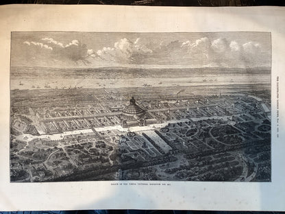 1873 Vienna World Expo Rotunde Aerial View Illustrated London News Engraving