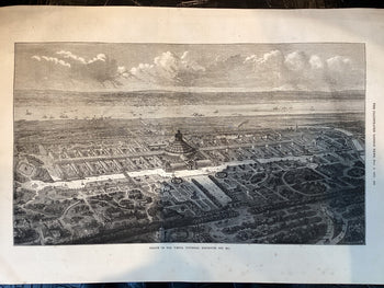 1873 Vienna World Expo Rotunde Aerial View Illustrated London News Engraving