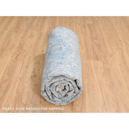 10'X10' Gray Fine Jacquard Wool And Silk Hand Loomed Square Rug