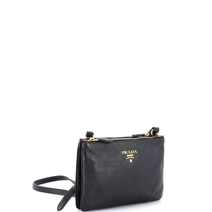 Prada Double Zip Crossbody Bag Vitello Daino Small