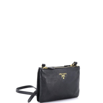 Prada Double Zip Crossbody Bag Vitello Daino Small