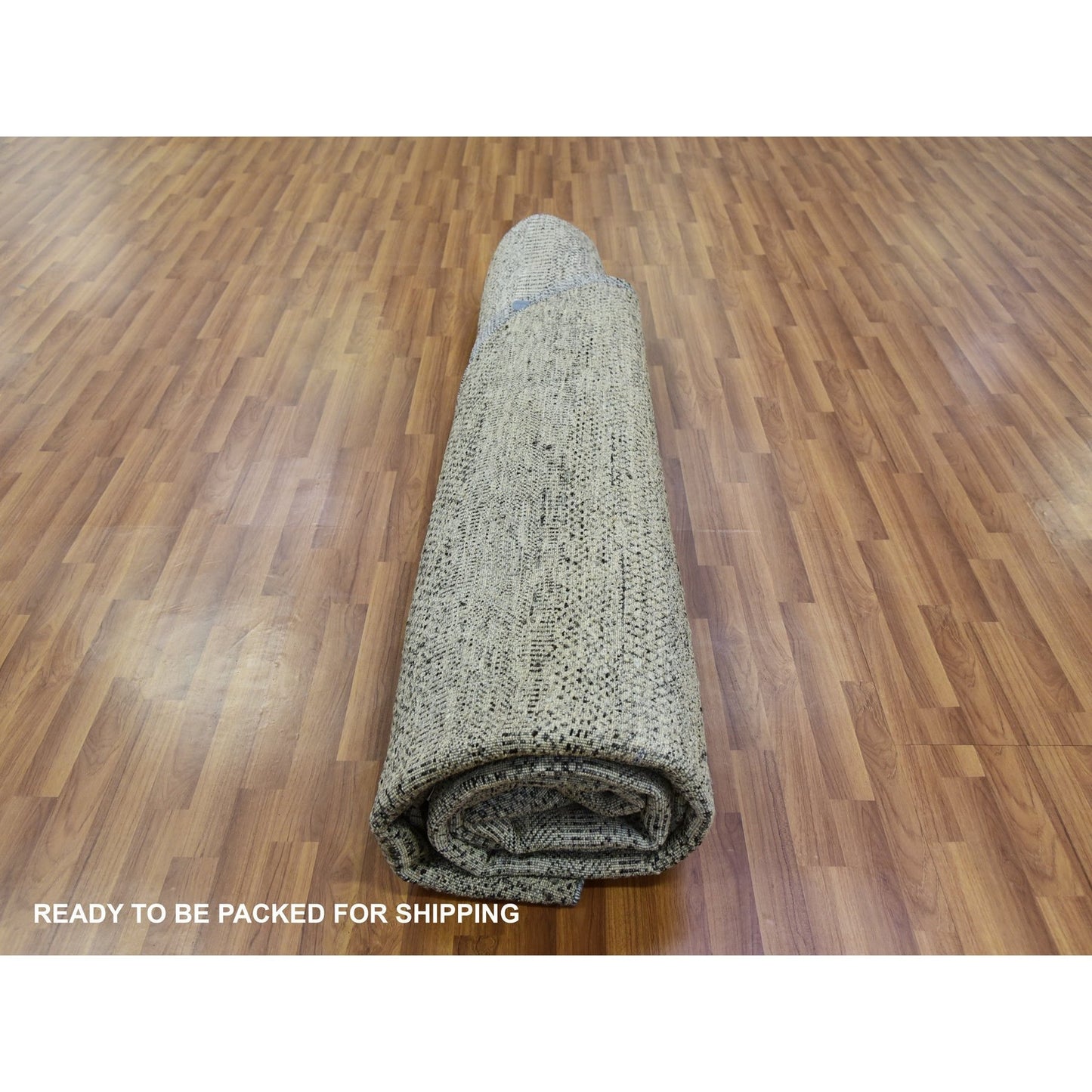 12'X12' Gray Modern Soft Undyed Wool Grass Design Hand Knotted Round Rug