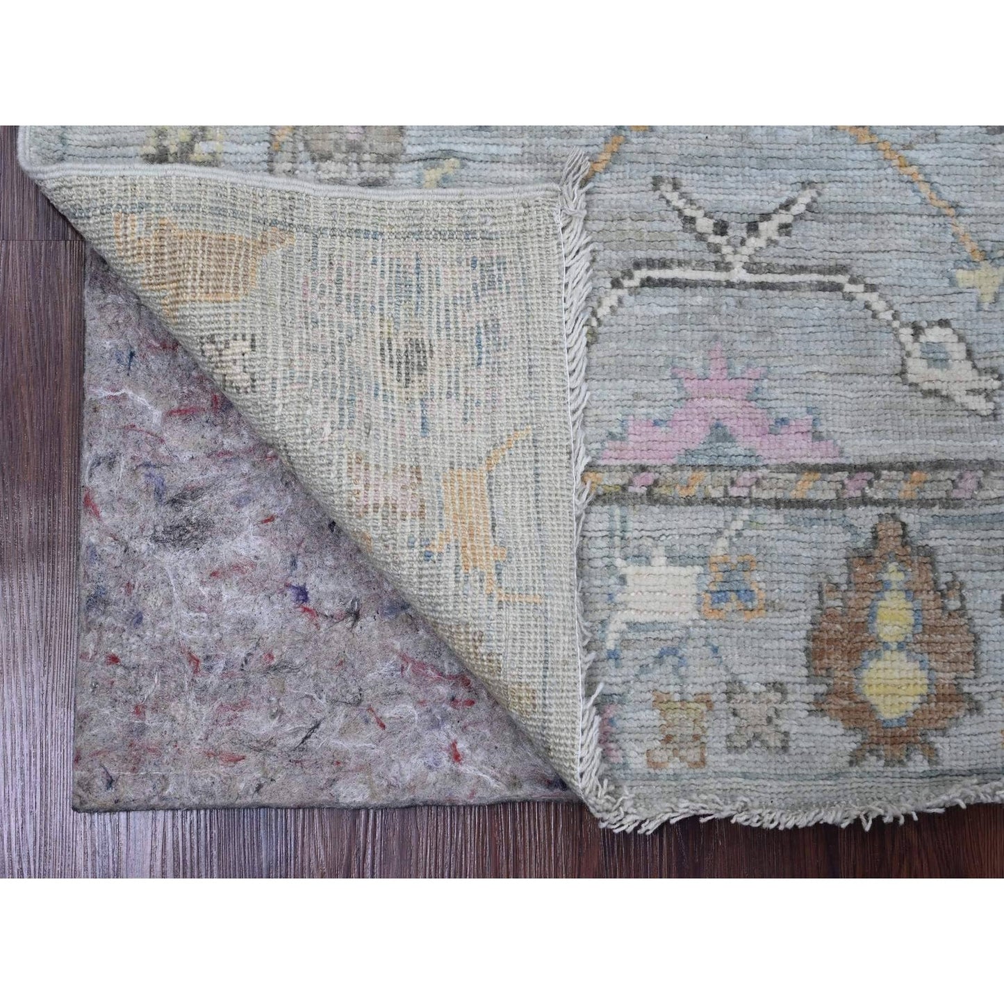 3'1"X6' Coin Gray Afghan Angora Oushak Leaf Design Hand Knotted Wool Rug