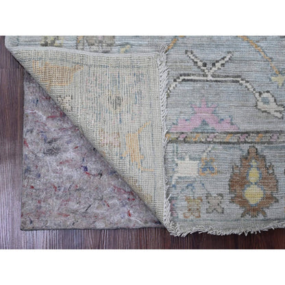 3'1"X6' Coin Gray Afghan Angora Oushak Leaf Design Hand Knotted Wool Rug