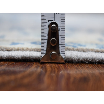 2'6"X9'7" Gray Wide Runner Wool Afghan Vintage Look Kazak Hand Made Rug