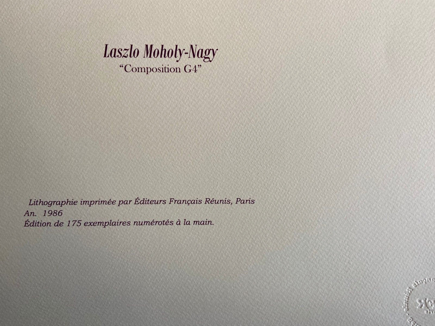 Laszlo Moholy-Nagy Lithograph Coa Signed Op Numbered By Hand 175Ex