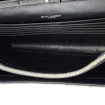 Saint Laurent Classic Monogram Wallet On Chain Matelasse Chevron Leather Medium
