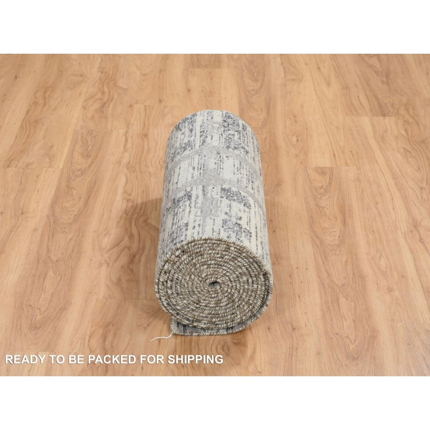 2'6"X22' Gray Hand Knotted Modern Design Wool Xl Runner Rug