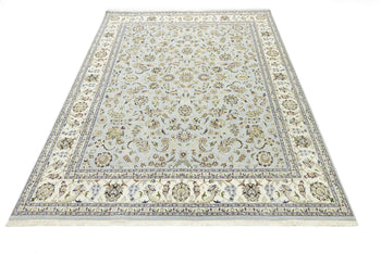 Handmade Indo-Nain Oriental Rug Allover Floral