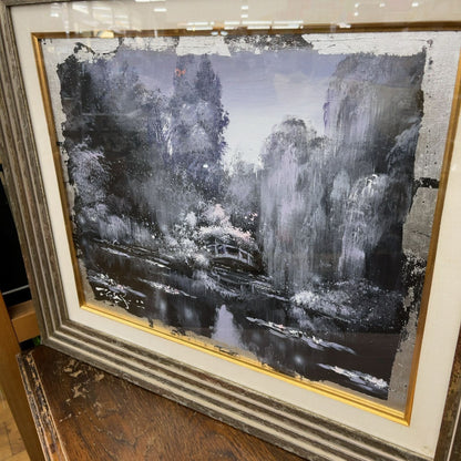 Nate Giorgio (Us) Original Acrylic Painting Signed & Inscribed Water Garden Iii