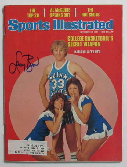 Larry Bird Hof Signed 11/28/1977 Sports Illustrated Magazine Psa/Dna 199056