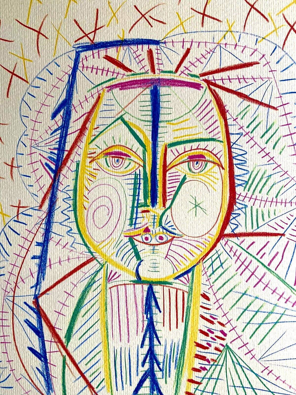 Pablo Picasso Lithograph Coa Hand Signed Pen Numbered Pencil Crayon