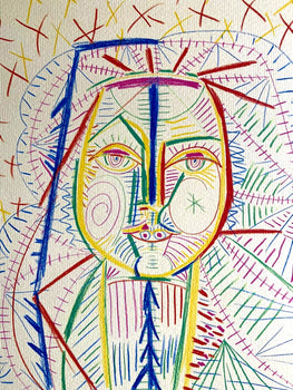 Pablo Picasso Lithograph Coa Hand Signed Pen Numbered Pencil Crayon