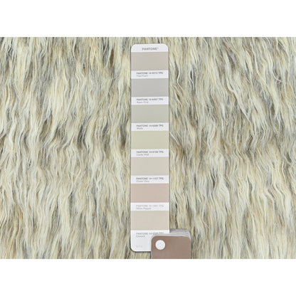 7'7"X9'10" Gray Undyed Natural Wool Hand Knotted Shaggy Moroccan Rug