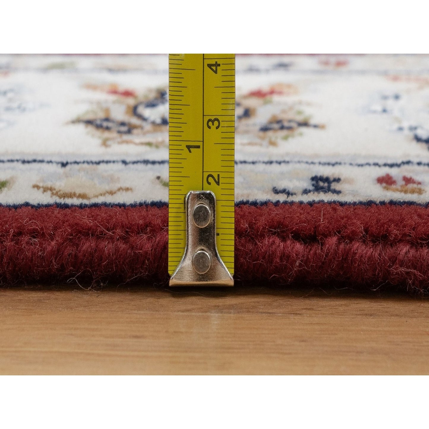 4'X6'1" Red Nain Medallion Design Hand Knotted Wool And Silk 250 Kpsi Rug