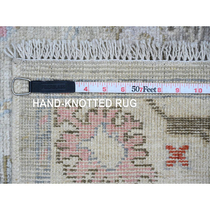 4'5"X6' Medium Gray Afghan Angora Oushak Hand Knotted 100% Wool Rug