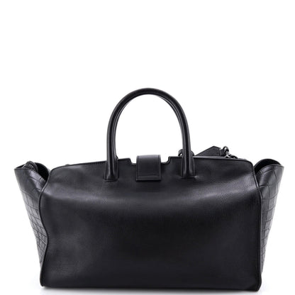 Saint Laurent Monogram Cabas Downtown Leather With Crocodile Embossed Leather