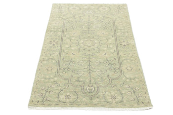 Handmade Small Distressed Floral Rug Muted