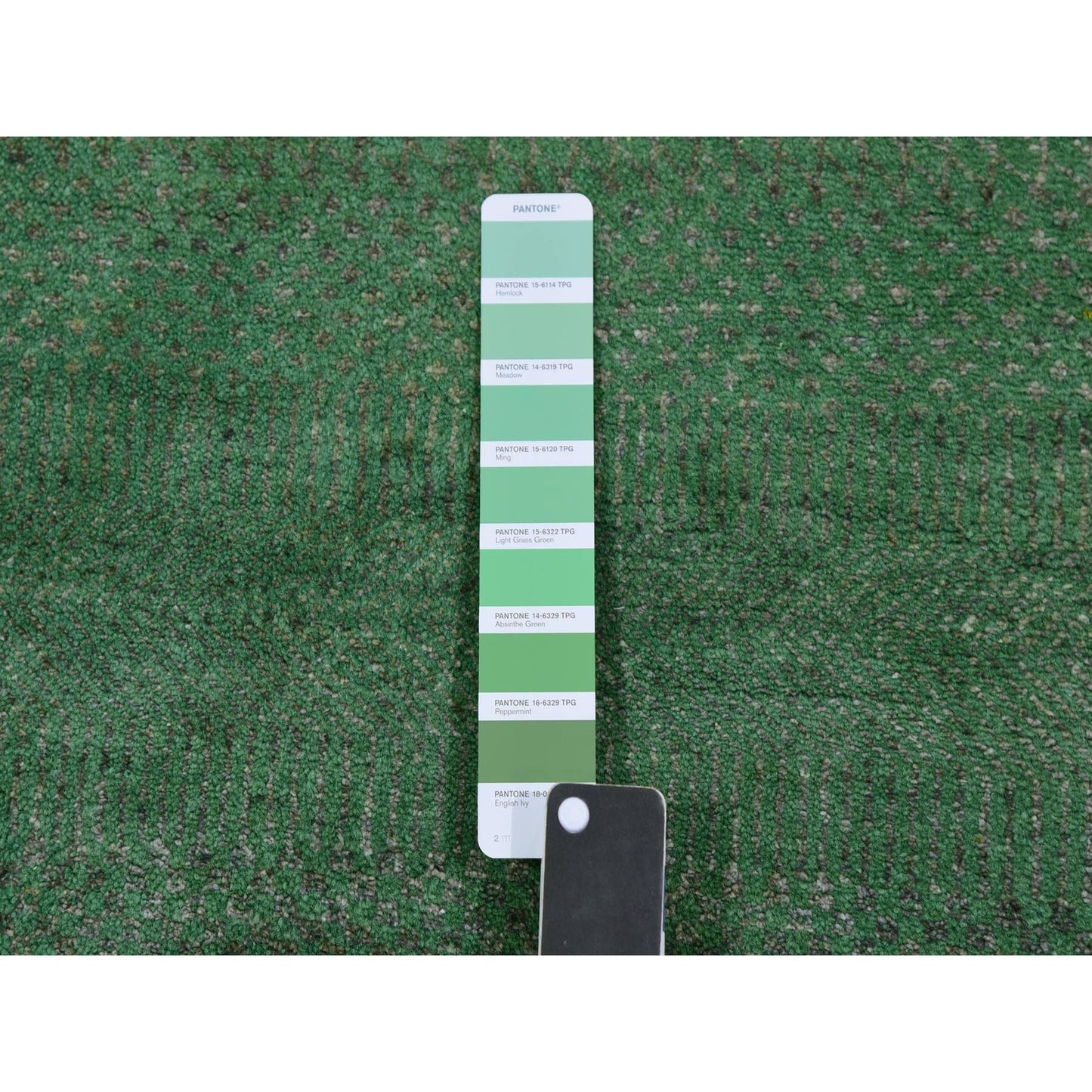 2'9"X10' Blue Dyed Wool And Silk Hand Knotted Grass Design Runner Rug