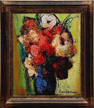 Rodolphe Caillaux (France) Original Painting Oil On Canvas Signed Framed Flower