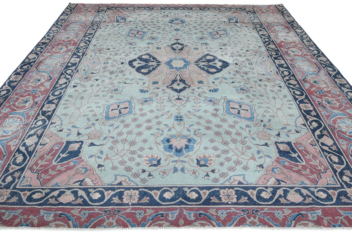 Handmade Antique Vintage Oriental Rug Floral Living Room Carpet 7'11x9'2 ft