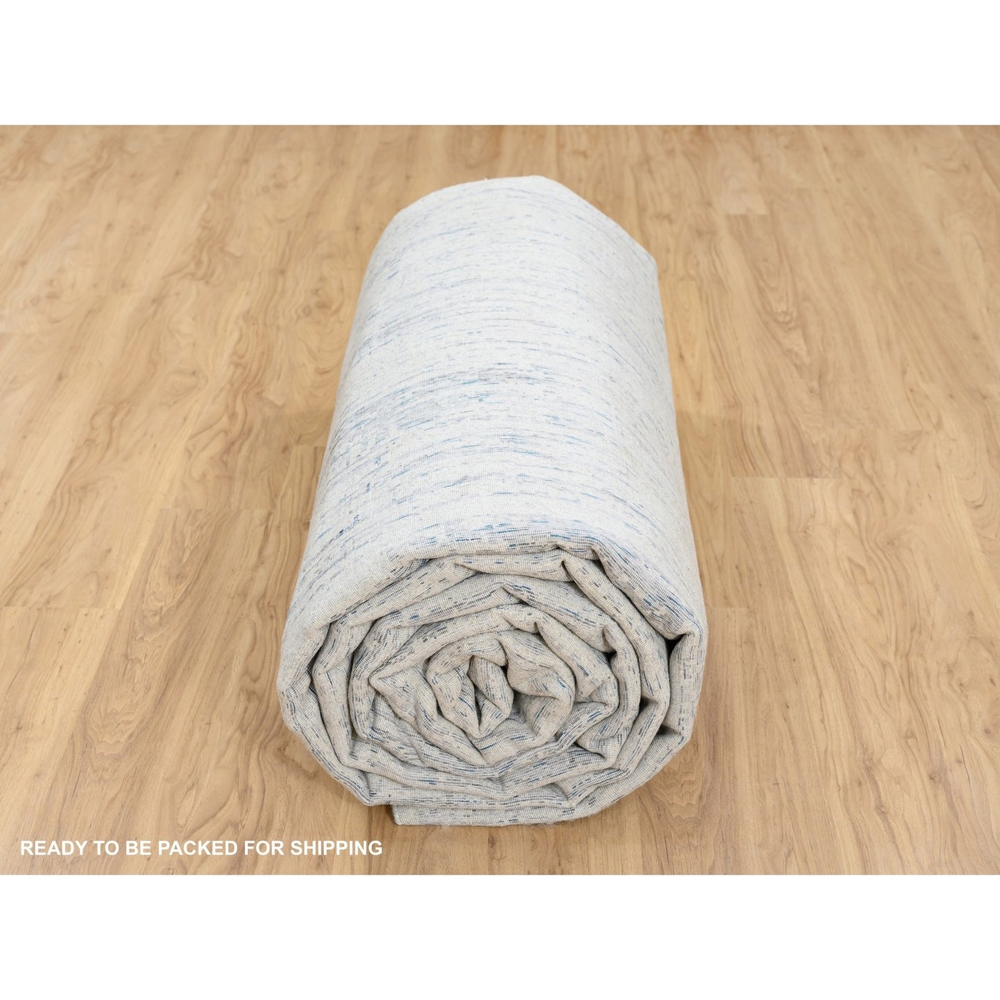 12'X18' Light Gray Fine Jacquard Wool And Silk Hand Loomed Oversized Rug