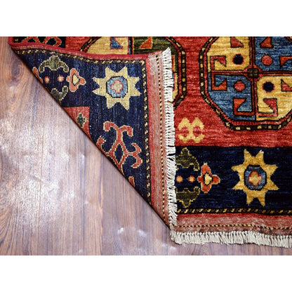4'X10'2" Afghan Turkoman Ersari Wide Runner Tekke Design Hand Knotted Rug