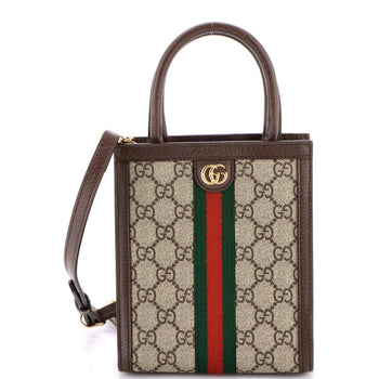 Gucci Ophidia Convertible Tote Gg Coated Canvas Super Mini