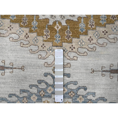 10'X10' Gray Zoroastrian Village Geometric Design Hand Knotted Square Rug