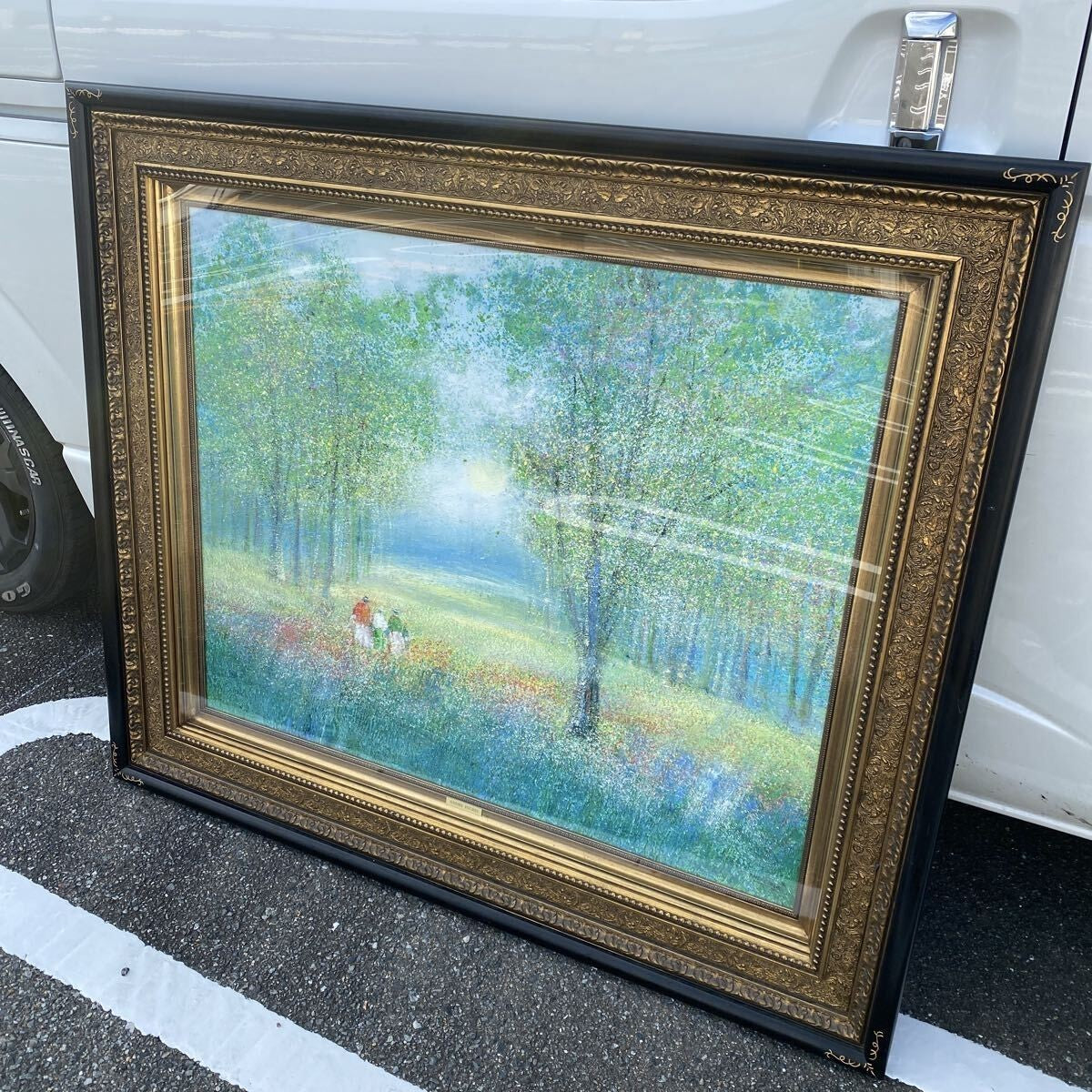 Andr Ingres "Spring Walk In Flower Field" 1996 Oil Painting Large 40F Signed