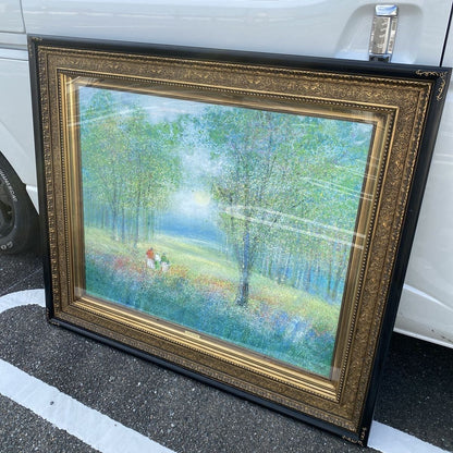 Andr Ingres "Spring Walk In Flower Field" 1996 Oil Painting Large 40F Signed