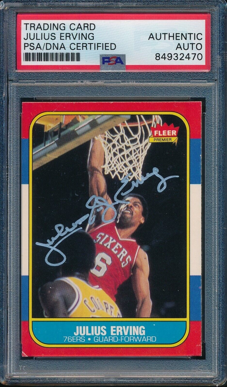 1986 Fleer #31 Signed/Auto Julius Dr. J Erving Hof Philadelphia 76Ers Psa/Dna