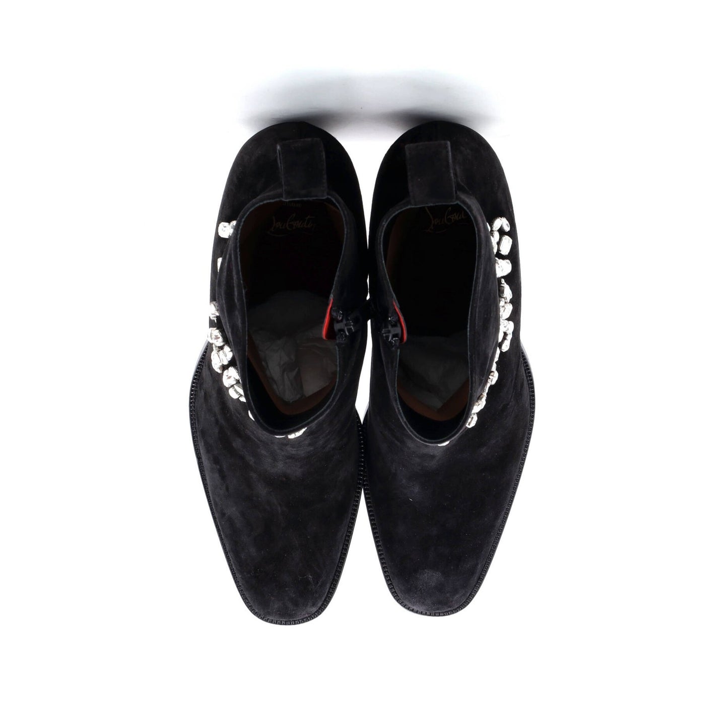 Christian Louboutin Women'S Angels Heeled Ankle Boots Crystal Embellished Suede