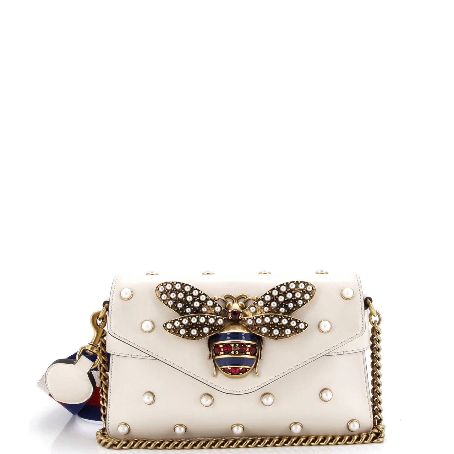 Gucci Broadway Pearly Bee Shoulder Bag Embellished Leather Mini