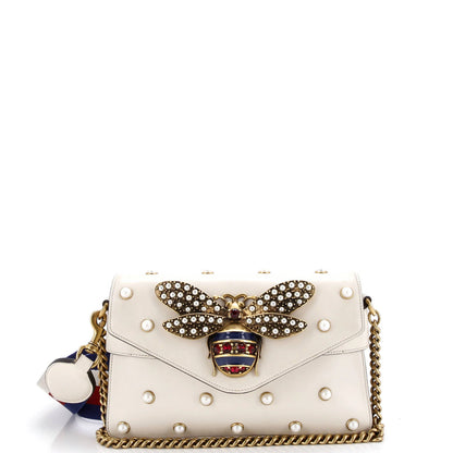 Gucci Broadway Pearly Bee Shoulder Bag Embellished Leather Mini
