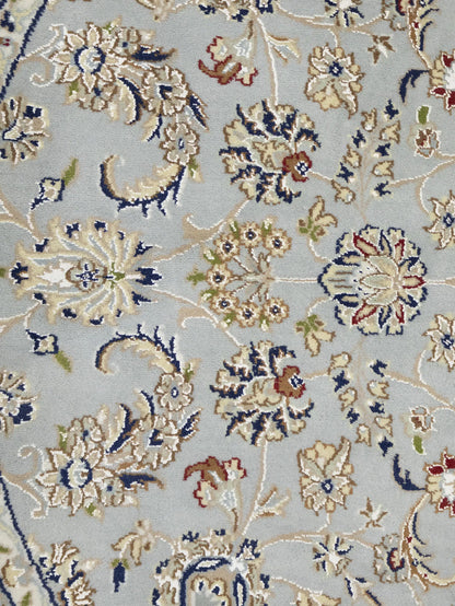 Handmade Round Indo-Nain Wool Rug 6X6 Ft Floral