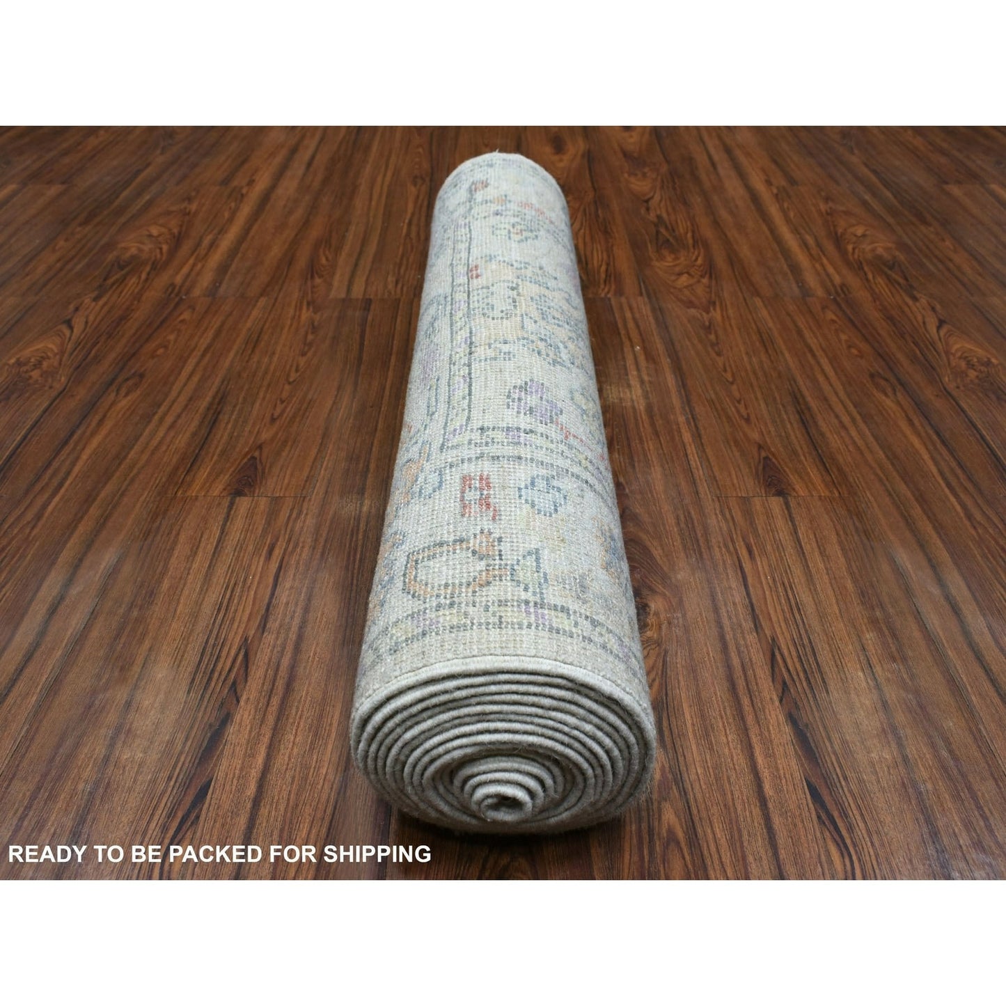 3'X15'10" Soft Wool Hand Knotted Gray Angora Oushak Xl Runner Rug