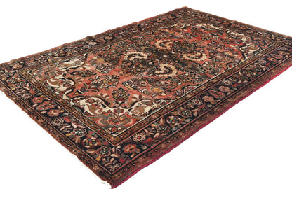 Handmade Semi Antique Tribal Rug Muted Red Floral