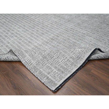 10'X14'4" Gray And Black Hand Loomed Modern Design Wool And Silk Rug