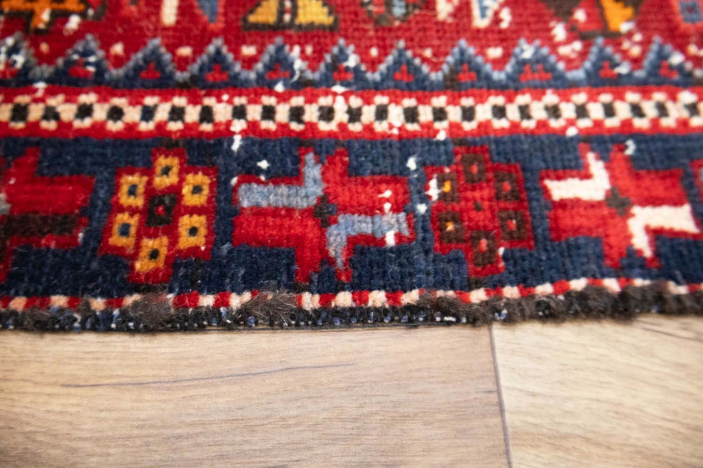 Semi-Antique Hand-Knotted Tribal Red Oriental Runner Rug Kitchen Carpet 3x9 Ft