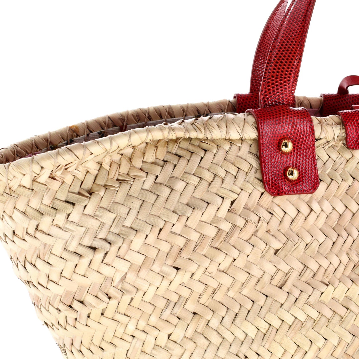 Dolce & Gabbana Kendra Logo Basket Bag Embroidered Straw