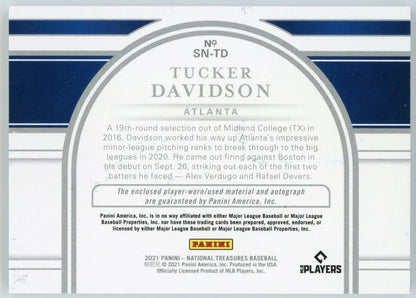 Tucker Davidson Autographed 2021 Panini National Treasures Card #Sn-Td