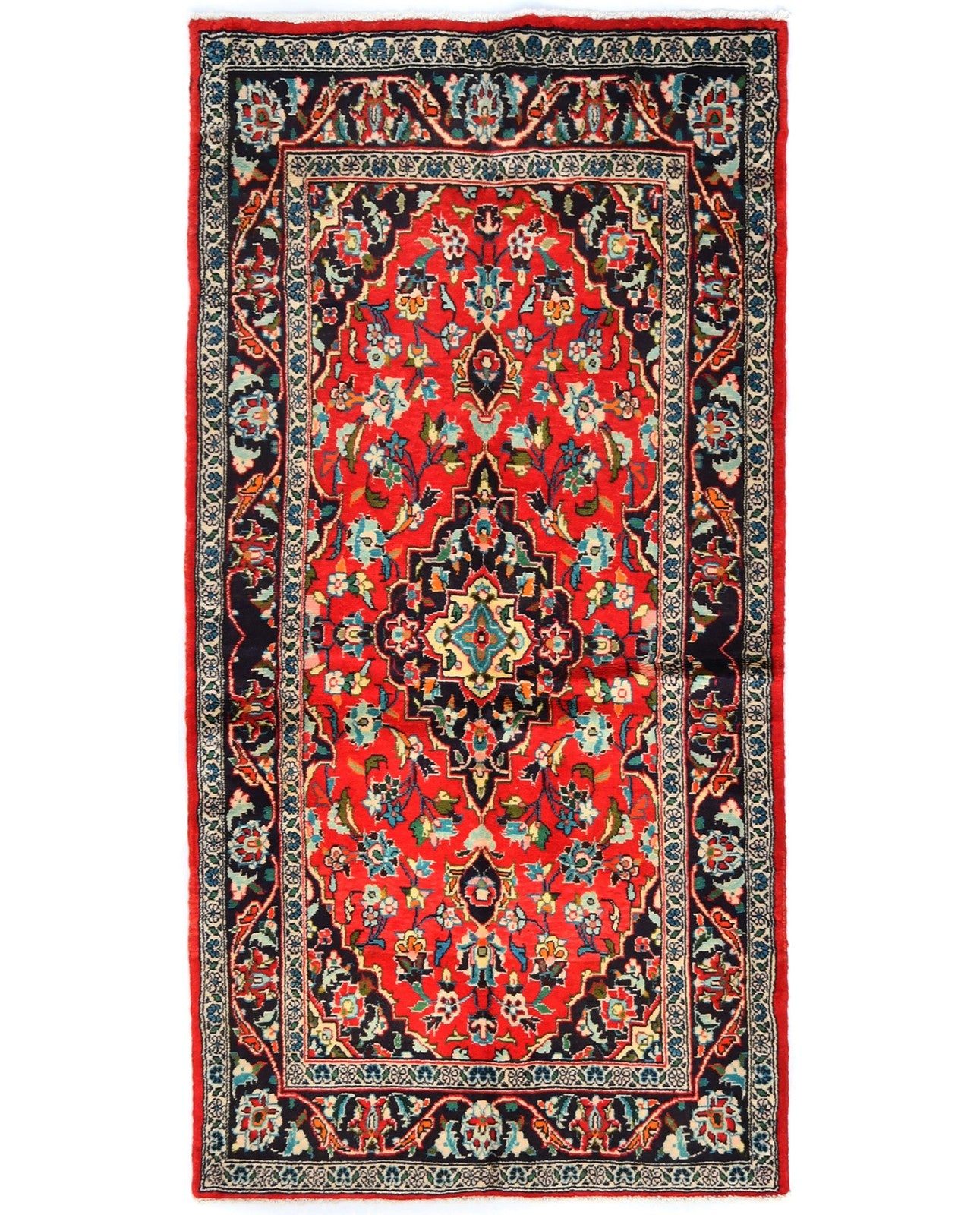 3'7X7'0 Red Traditional Classic Floral Handmade Oriental Rug Entryway Carpet