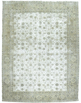Vintage Distressed Oriental Rug Muted Floral