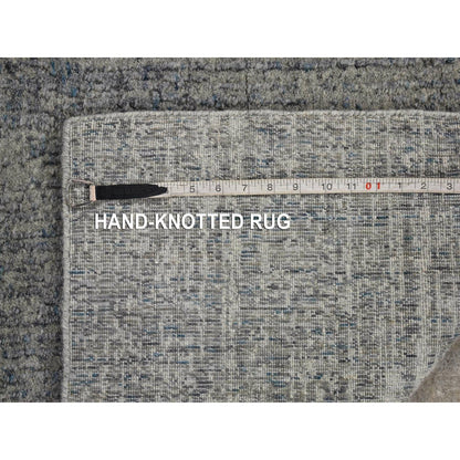 2'5"X10'8" Gray Fine Jacquard Hand Loomed Modern Runner Wool Art Silk Rug