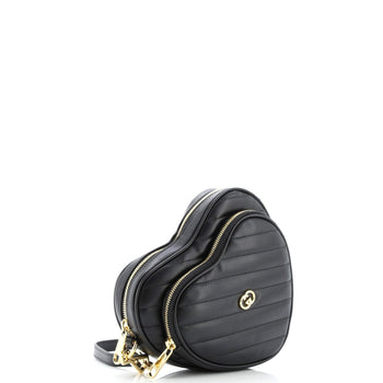 Gucci Interlocking G Heart Shoulder Bag Diagonal Quilted Leather Mini